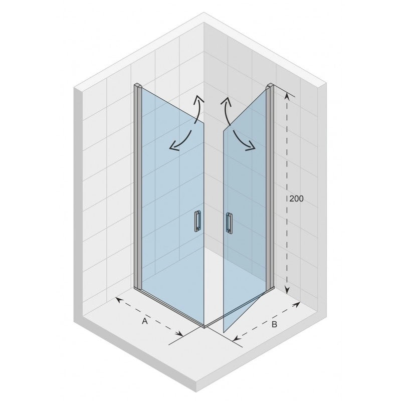 NOVIK 209 RIHO Box doccia angolare 80x80 x200cm con 2 ante a battente