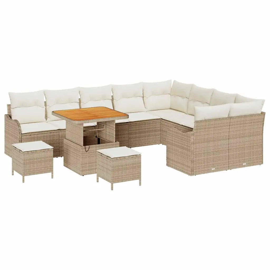 Set Divano da Giardino con cuscino 12 pcs Beige e Crema