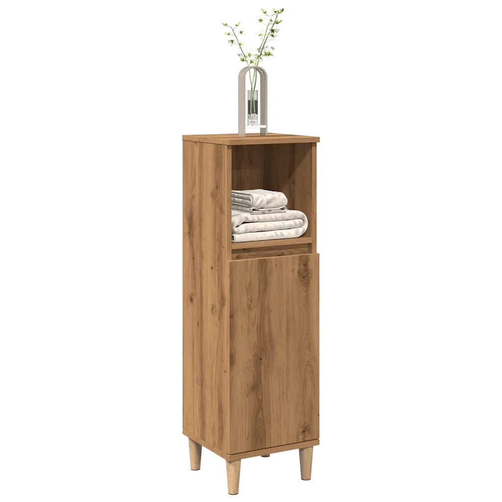 Armadietto da Bagno Rovere Artigianale 30x30x100 cm Truciolato 857109