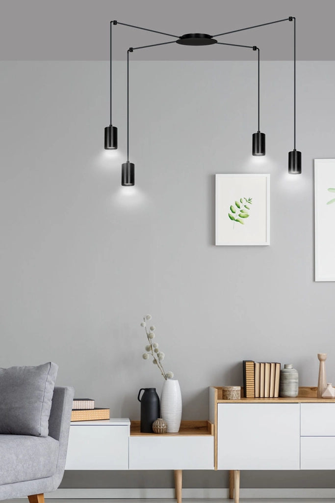 Lampadario Emibig Traker nero 4xGU10 regolabile 300cm