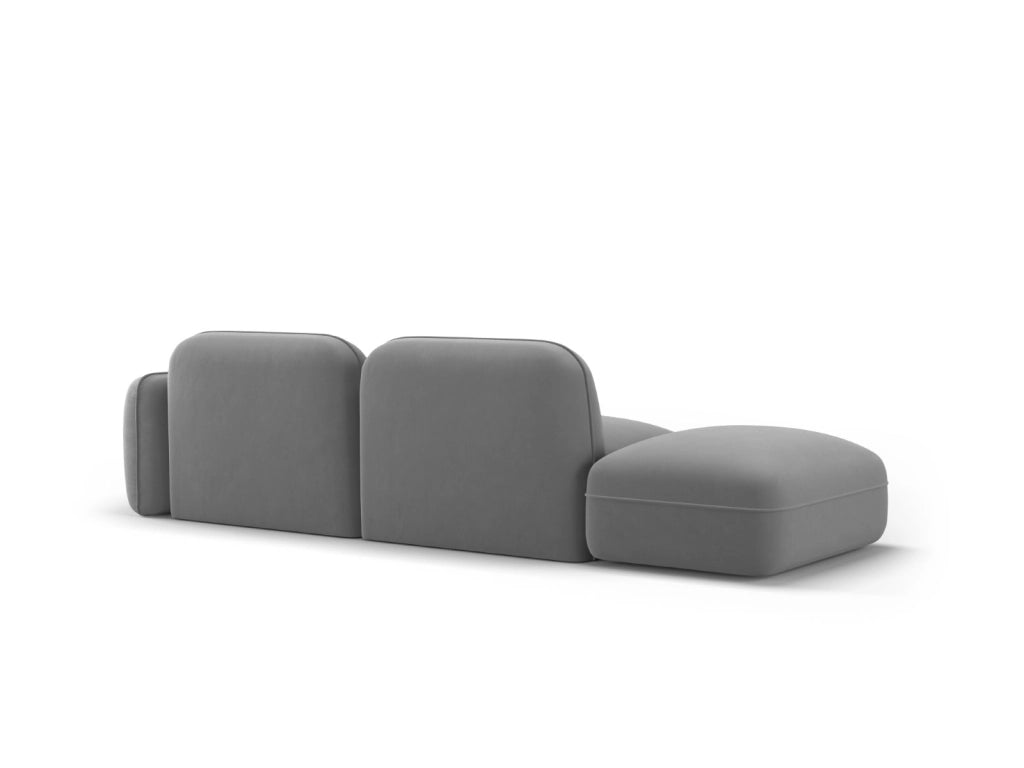 Cosmopolitan Design - Divano modulare sinistro "Sydney" 3 posti in velluto grigio chiaro 