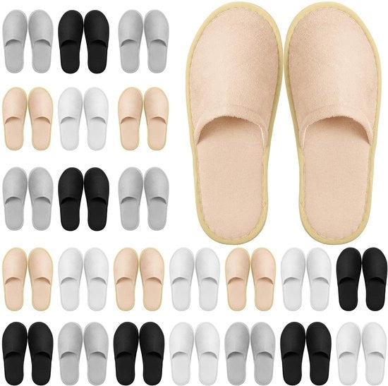 Pantofole da bagno in cotone - 24 paia - morbide e leggere - chiusura a tallone - dimensioni 28 x 11 cm