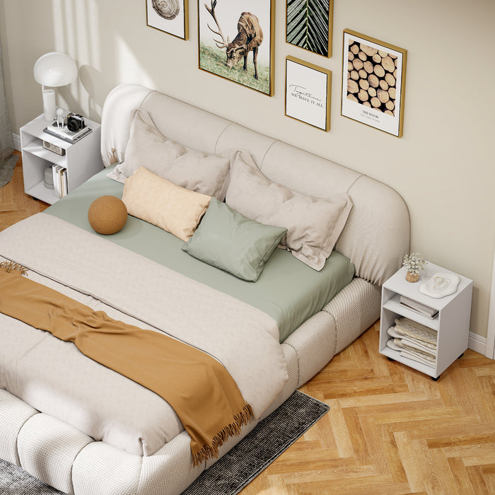 Mobile Porta Stampante con 2 Ripiani Aperti e Ruote 40x35x55.5 cm Bianco