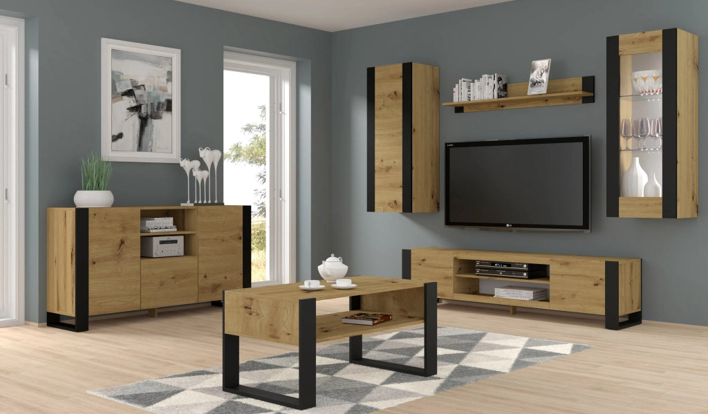 MOBILE TAVOLINO DA CAFFE'  PIANO PC 2 PIANI QUERCIA 100x53.20x47.50cm MONDI