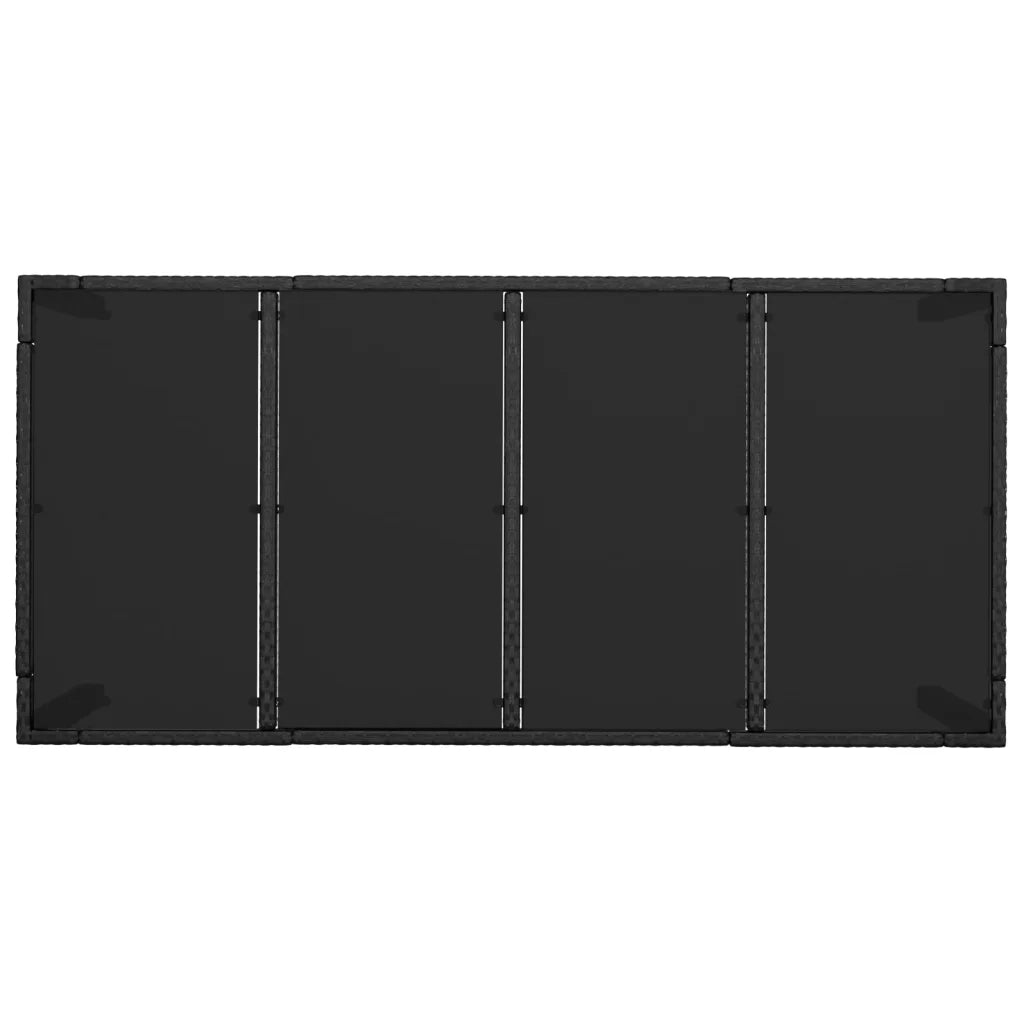 Set da Pranzo da Giardino 9 pz con Cuscini Nero in Polyrattan