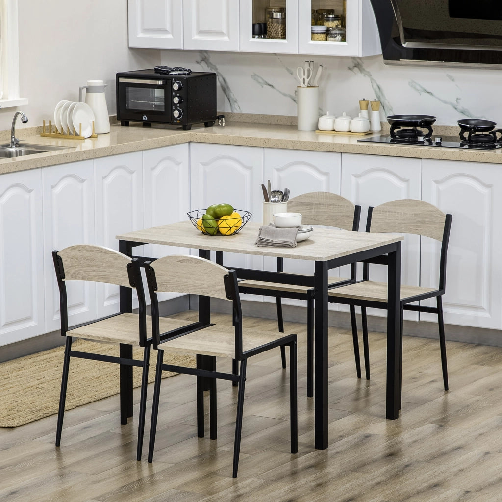 Set Tavolo da Pranzo Rettangolare Allungabile con 4 Sedie ¨C Zephmum ¨C Nero e Rovere