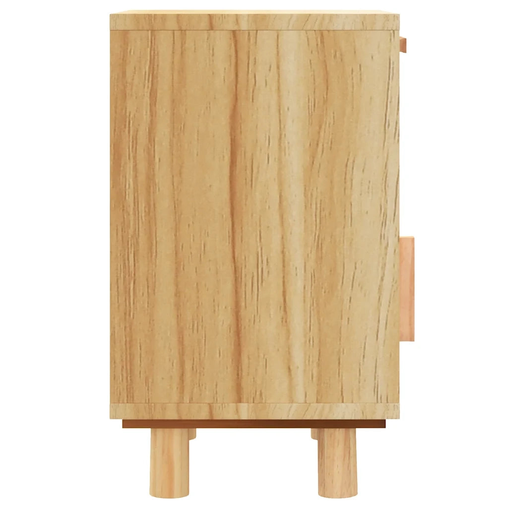 Comodini 2 pz-Set di 2 Tavolino da notte Marroni Legno Massello di Pino e Rattan Naturale