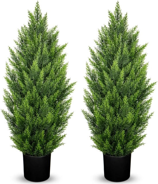 2 pacchi di cipressi topiary artificiali 90 cm, piante topiary artificiali con steli rimovibili, decorazioni topiary artificiali cedro per interni ed esterni, arredamento casa, giardino, balcone