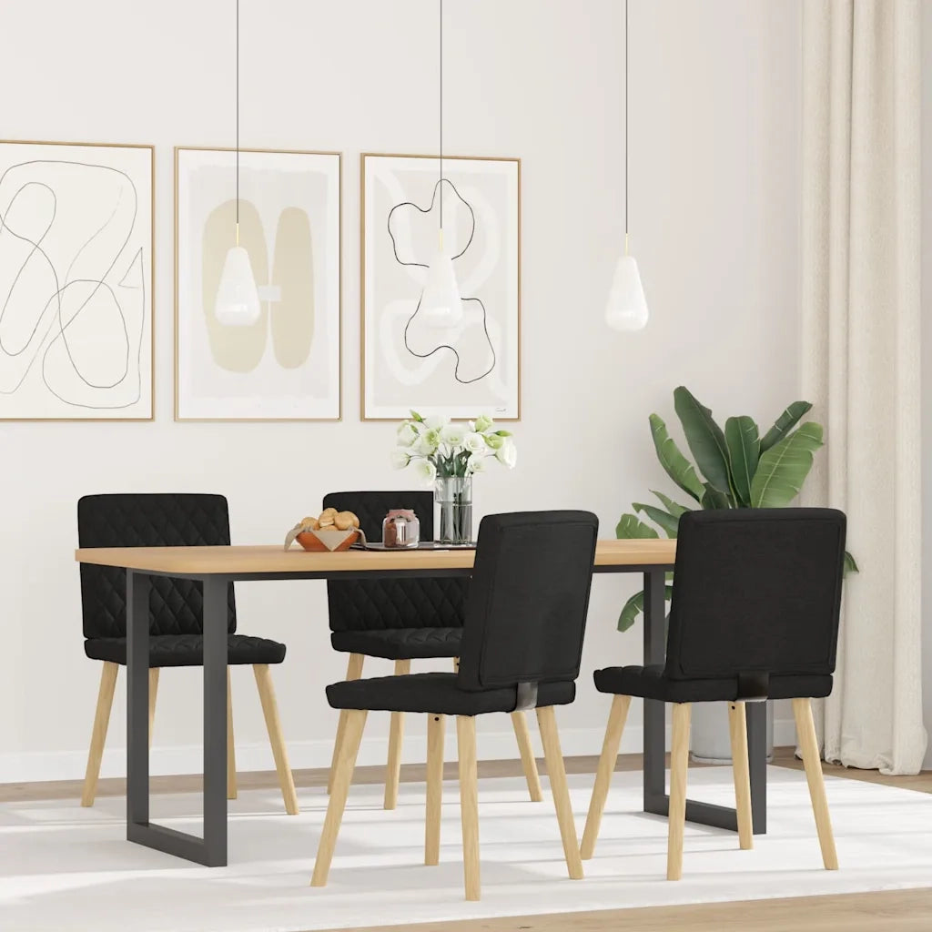 Sedie da Pranzo 4 pz | Sedie da cucina Nere in Tessuto