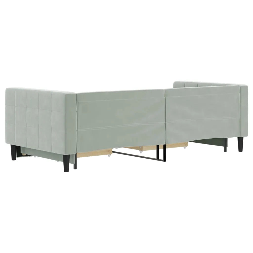 Divano Letto Estraibile Cassetti Grigio Chiaro 90x200cm Velluto