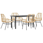 Set da Pranzo da Giardino 5pz | Set Salotto da Giardino con Cuscini Polyrattan Vetro