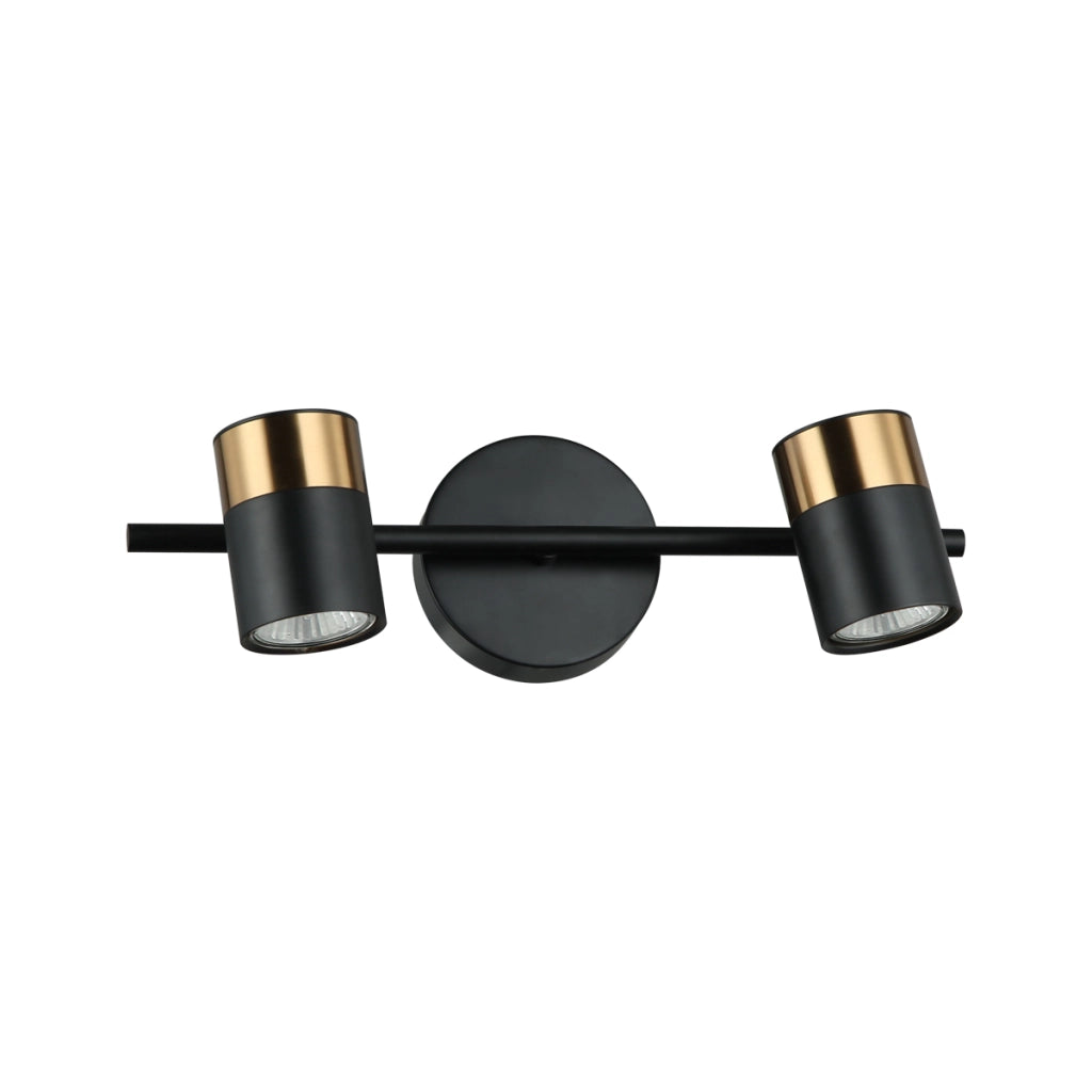 Applique moderna nero ottone 2 spot GU10 ELICE Italux