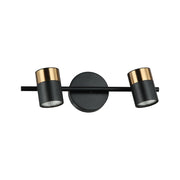 Applique moderna nero ottone 2 spot GU10 ELICE Italux