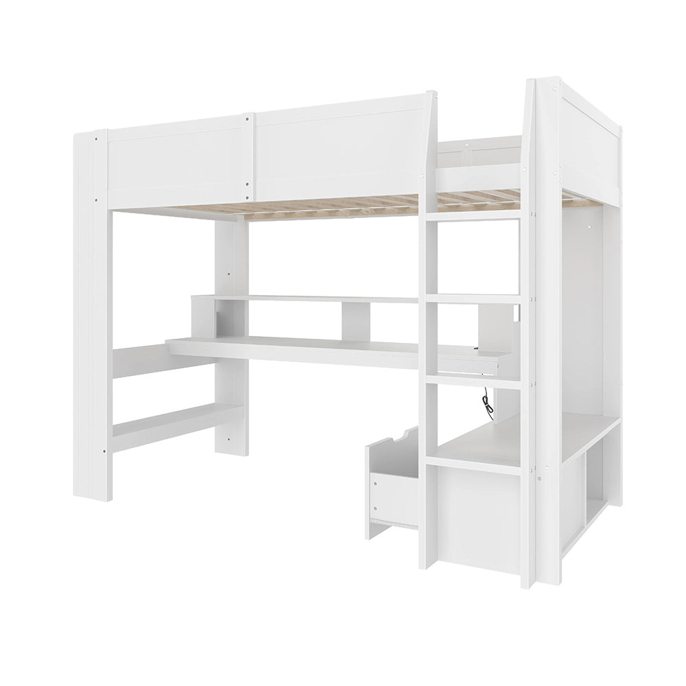 Letto gaming - Xylo - 90x200 cm LED scrivania bianco