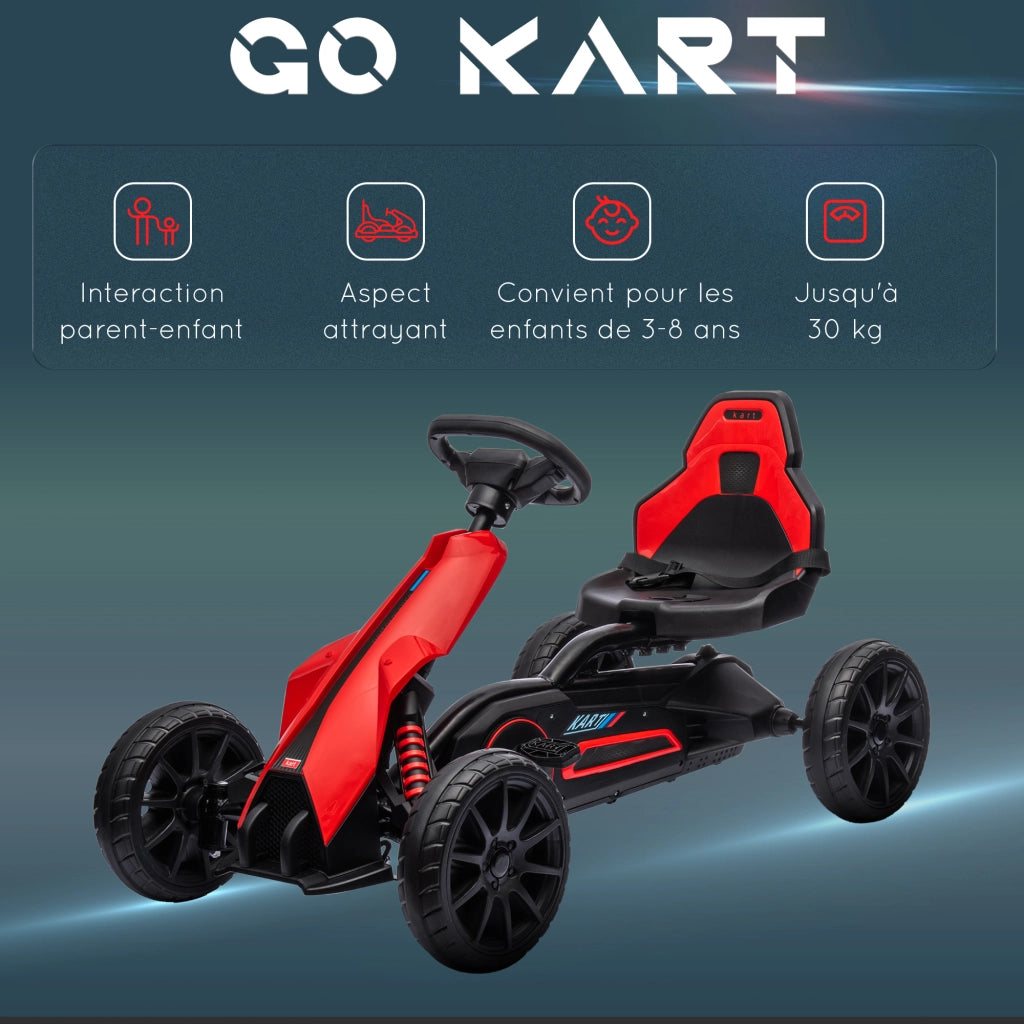 Kart a pedali per bambini con sedile regolabile ¨C Zephmum ¨C 100x58x58.5 cm rosso e nero