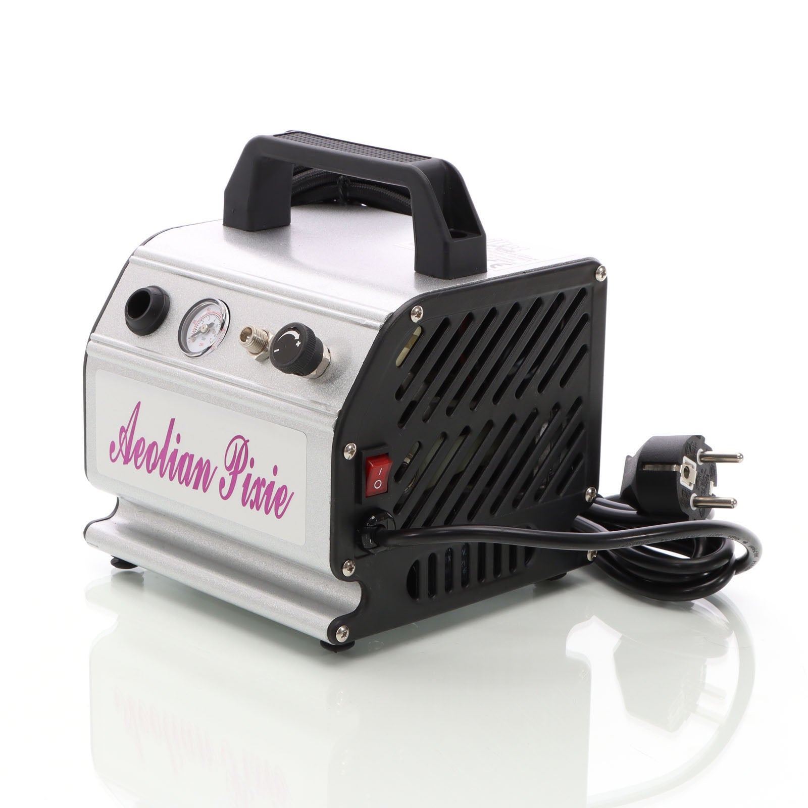 Compressore per aerografo AS176 a 1 cilindro, silenzioso e oil free 3 bar, con manometro