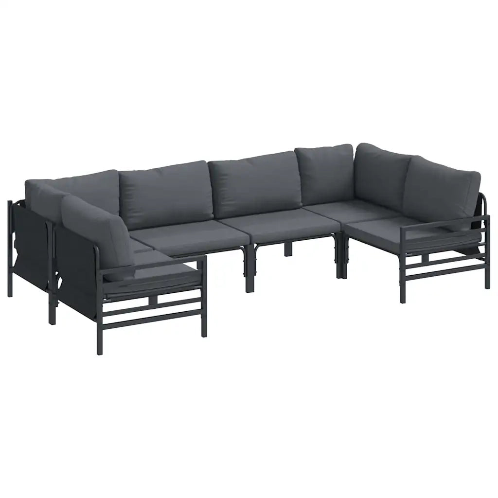 Set Divano da Giardino con cuscino 6 pcs Nero Acciaio 3378966
