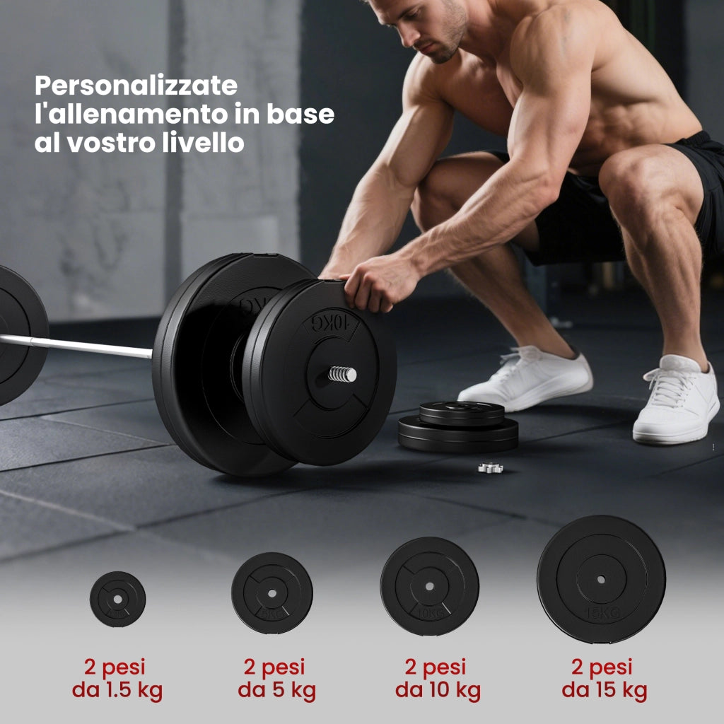 Bilanciere Olimpico con Dischi da 70 kg ¨C zephmum ¨C Nero, Acciaio, 170x40.5x40.5 cm