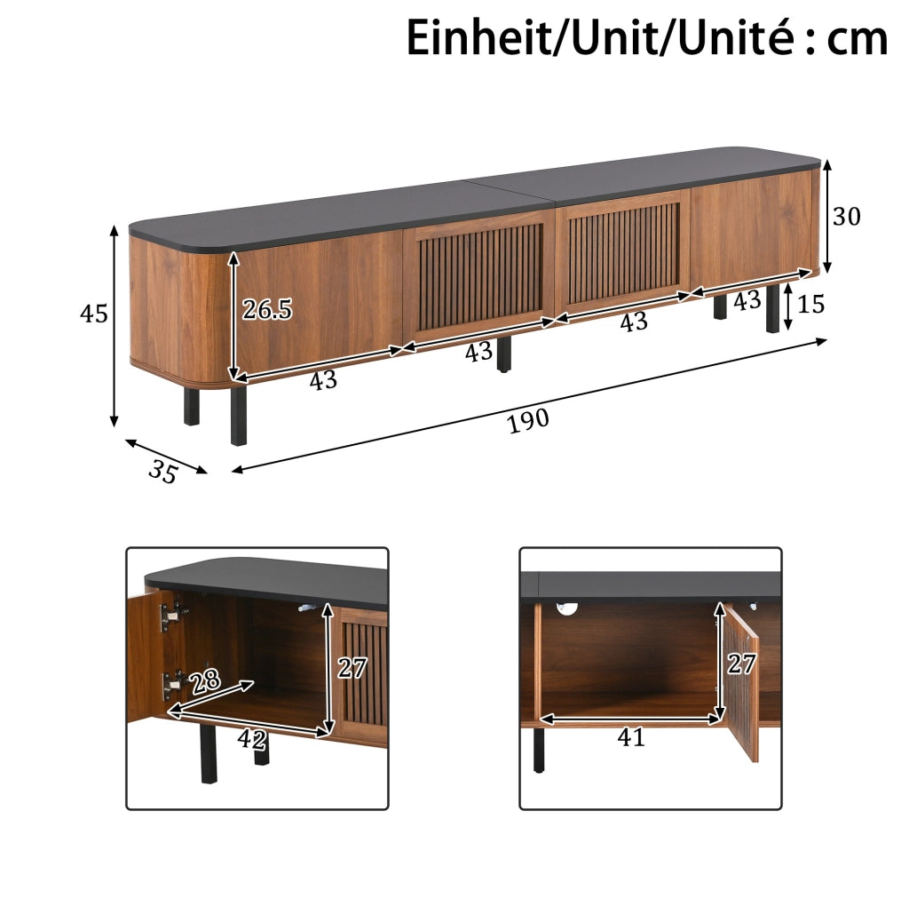 MOBILE TV 190x35x45 cm Noce MDF e pannello di legno
