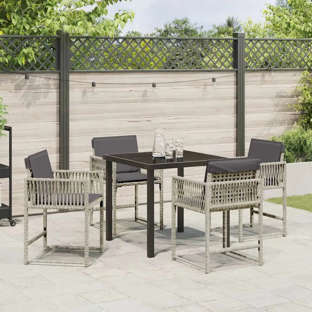 Set da Pranzo per Giardino 5 pcs Grigio chiaro polyrattan 3380761