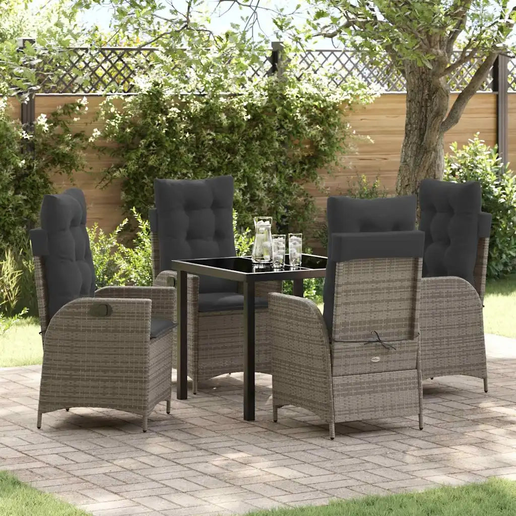 Set da Pranzo per Giardino con cuscino 5 pcs Grigio polyrattan 3380499