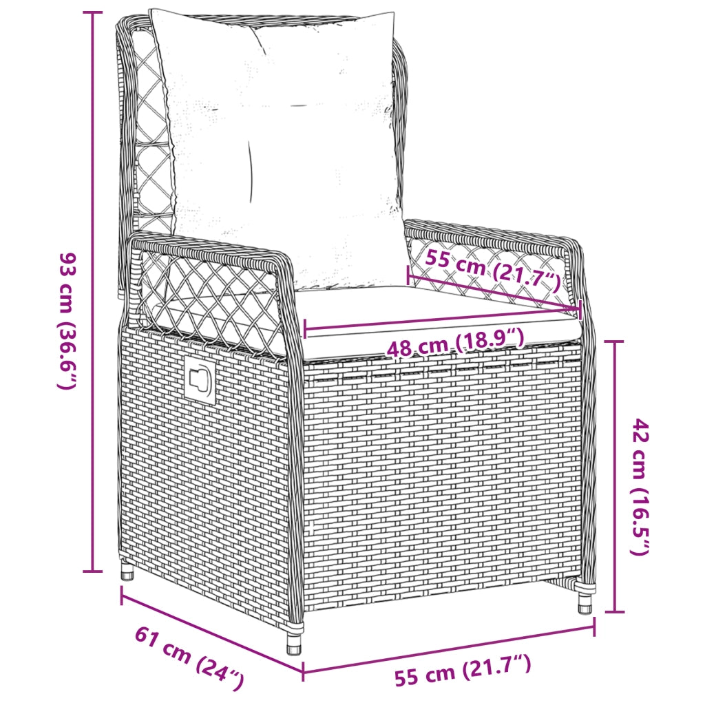 Set da pranzo da giardino 9 pezzi in polyrattan beige