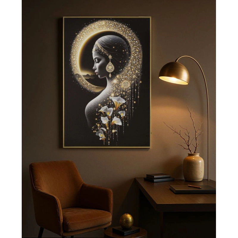 Stampa Con Led Su Tela Laccata Con Cornice Inda cm 60x3,5x90