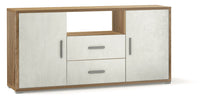 Madia 2 Ante 2 Cassetti 174x84x41 cm Noce Stelvio/Ossido Bianco