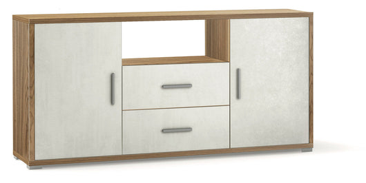 Madia 2 Ante 2 Cassetti 174x84x41 cm Noce Stelvio/Ossido Bianco