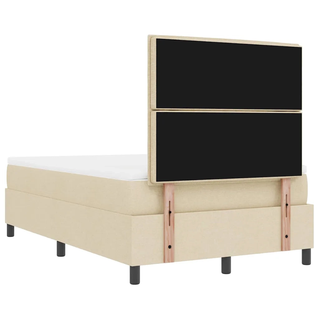 Letto a molle con testiera Crema 120 x 190 cm Tessuto