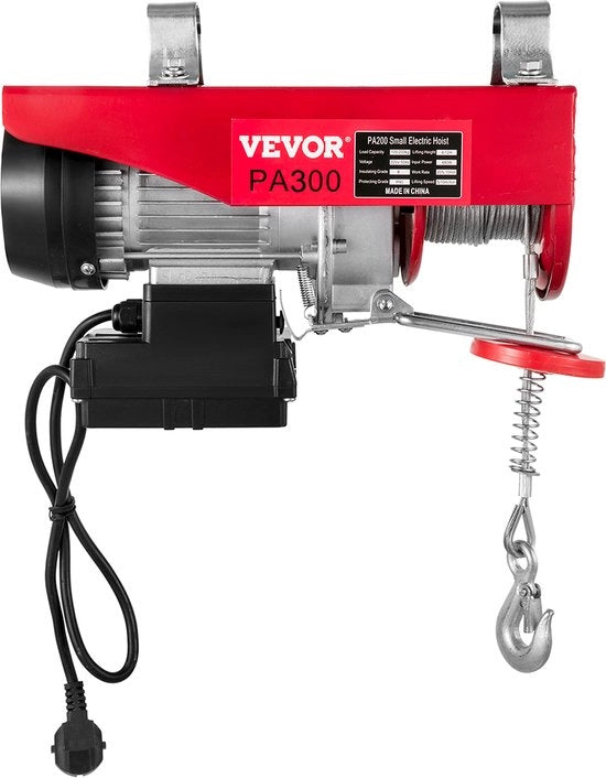 Hijskraan elettrica 600W - Hijs 150 kg/300 kg - con Comando a distanza wireless - Cuscinetto di garage per sollevamento di materiali pesanti