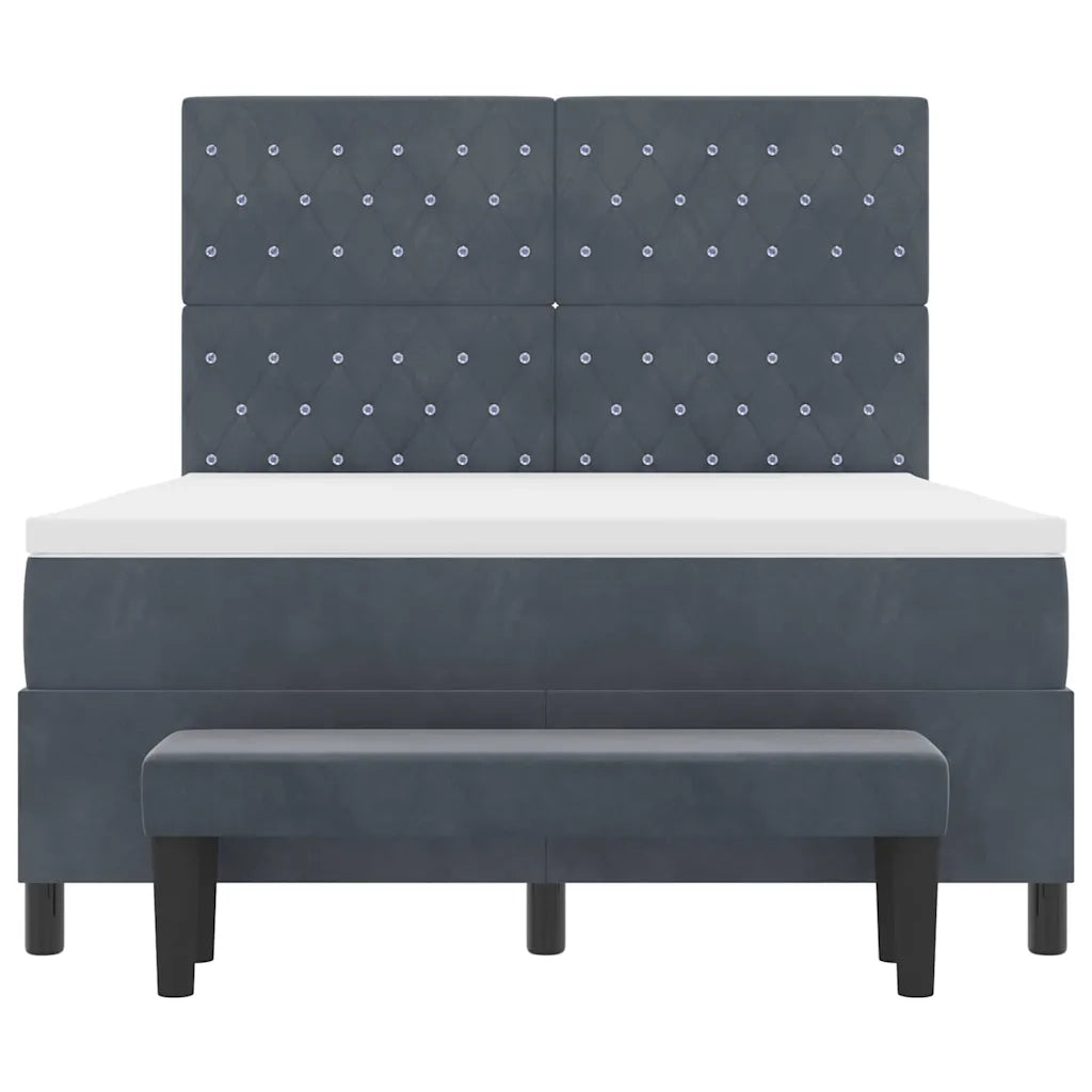 Letto a molle con testiera Grigio scuro 190 x 140 cm Velluto 3344445