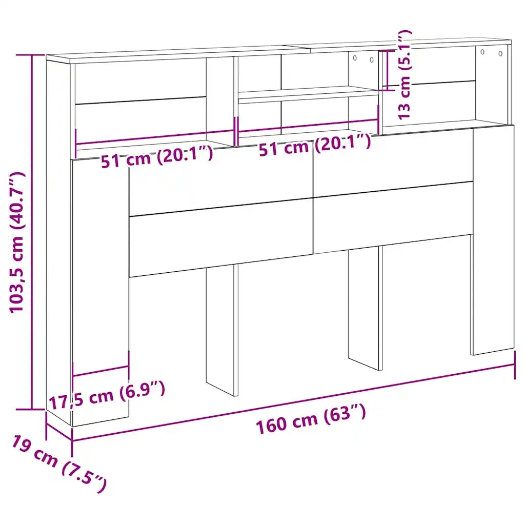 Testata del letto Rovere Nero Legno ingegnerizzato 862753