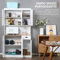 Mobile Dispensa Cucina in Legno con Armadietti e Cassetto Stile Country, 101x39x180cm, Bianco