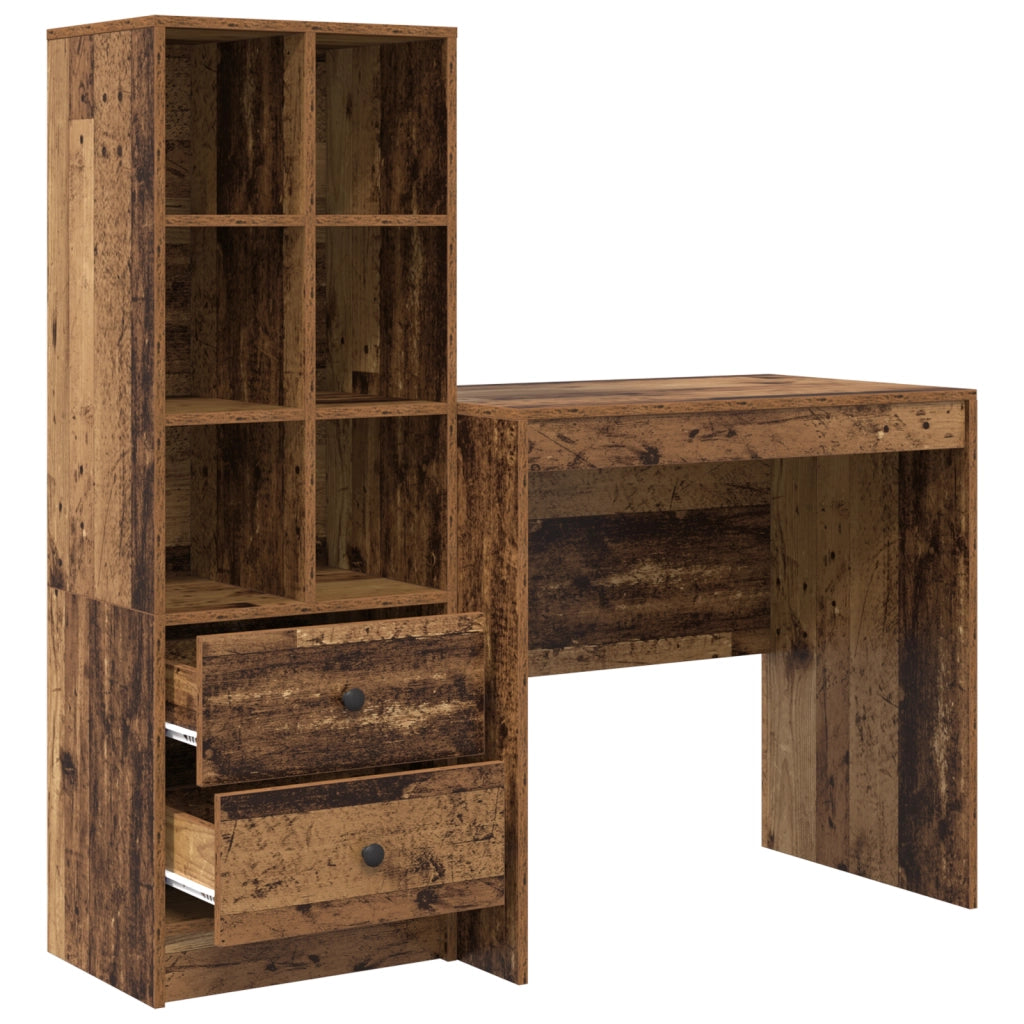 Scrivania  con spazio in legno vecchio ingegnerizzato