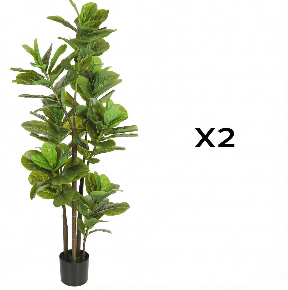 PIANTA ARTIFICIALE Ficus lyrata 150 cm Verde Set da 2 pezzi