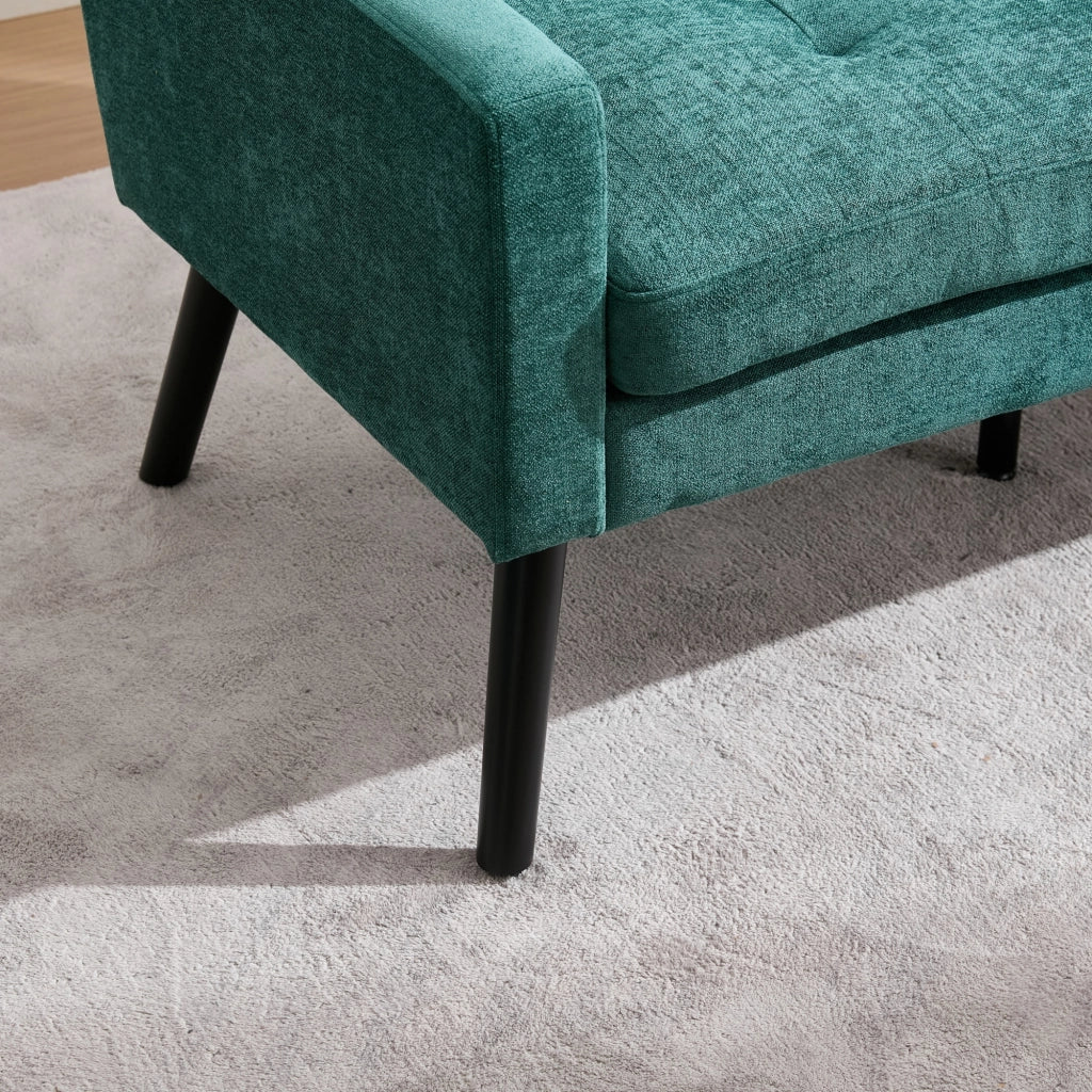 Poltrona Set 2 Pezzi con Schiuma ad Alta Densità, Tessuto Resistente e Gambe in Legno, Verde Retrò