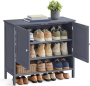 VASAGLE Mobiletto Porta Scarpe, Scarpiera a 3 Livelli, Organizzatore per Calzature, Armadio Country Moderno, con Ripiano Regolabile in Altezza, 35 x 80 x 70 cm, Ingresso, Grigio Ardesia LBC044G01