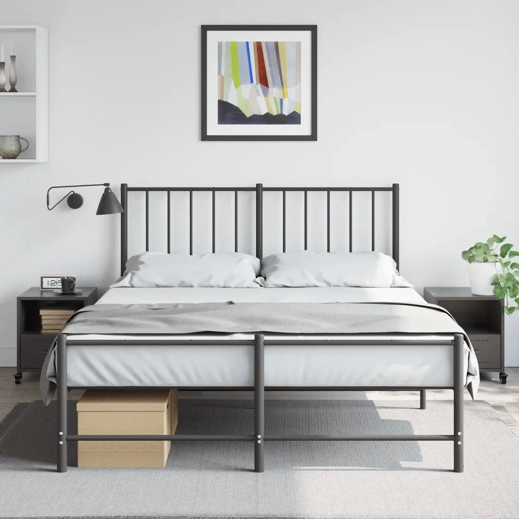 Comodini 2 pz-Set di 2 Tavolino da notte Neri 36x39x43,5 cm in Acciaio 808092