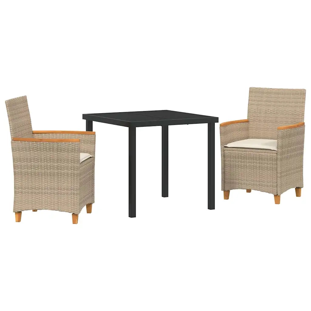 Set da Pranzo per Giardino 3 pcs Beige polyrattan 3381100