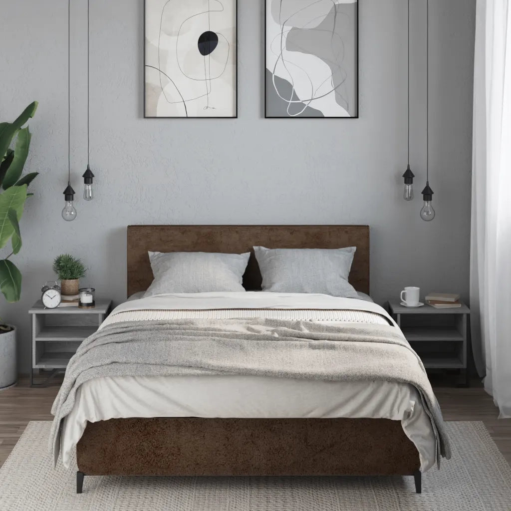 Comodini Grigio Sonoma 2pz-Set di 2 Tavolino da notte 40x30x40 cm in Truciolato