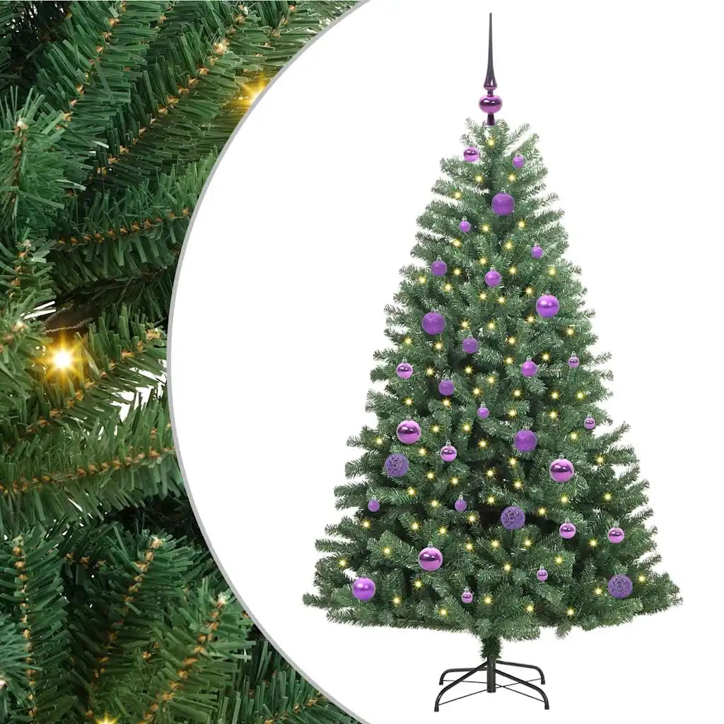 Albero di Natale Artificiale con Rami Pieghevoli Verde 150 cm