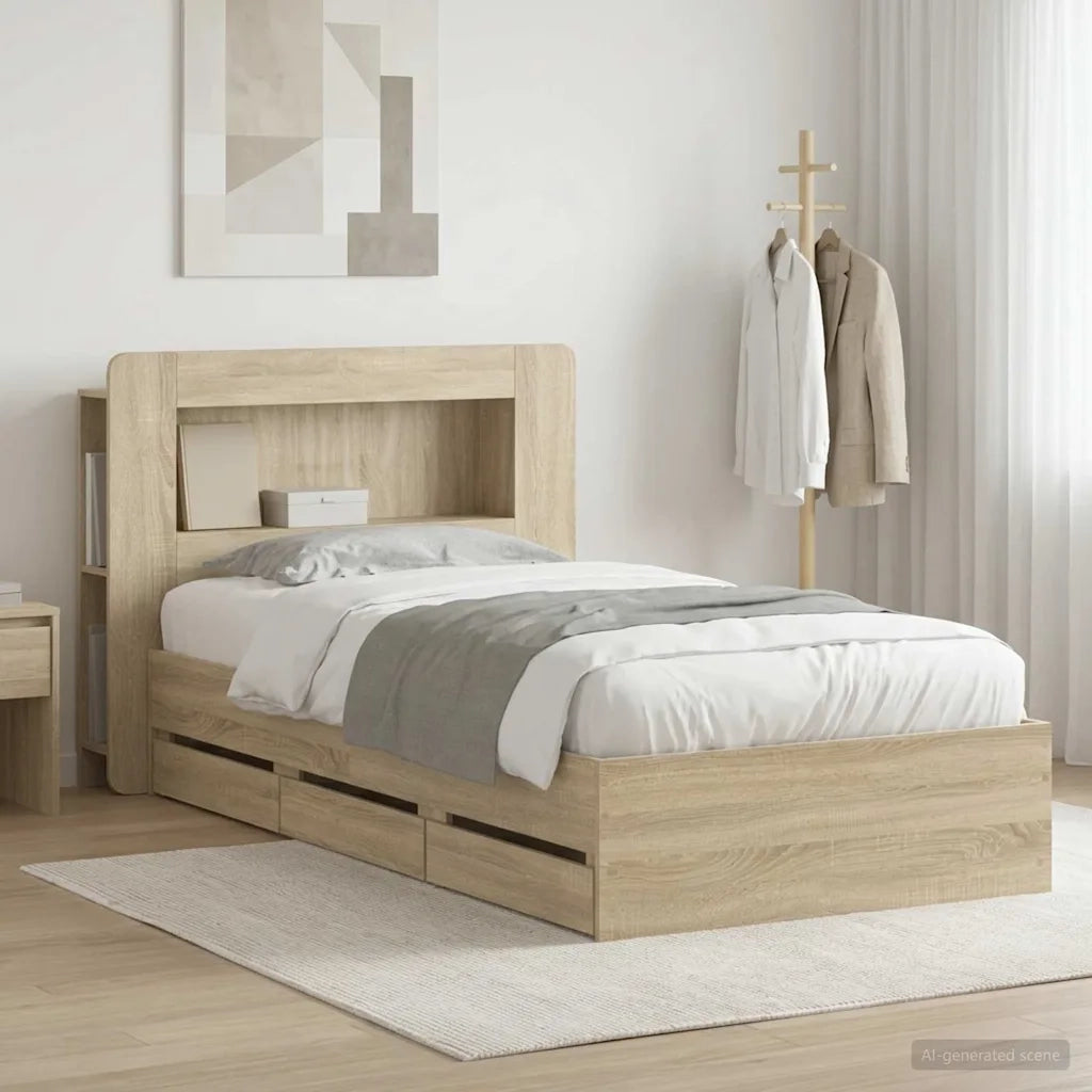 Struttura del letto con stoccaggio e testata Rovere Sonoma 3434002