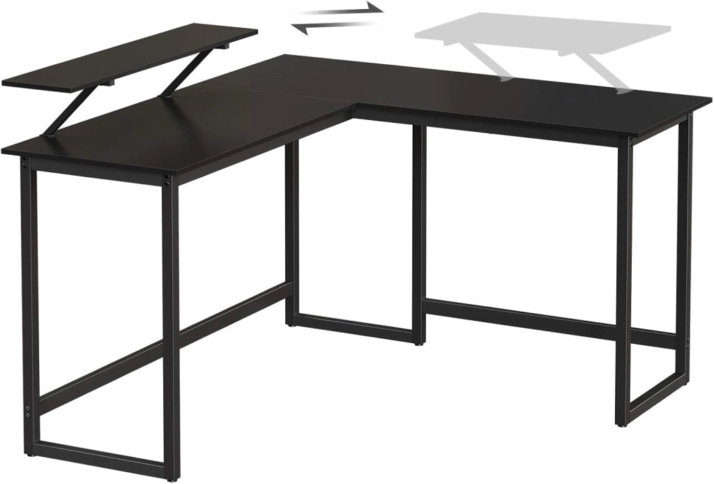 VASAGLE Scrivania per computer, stazione di lavoro a forma di L, scrivania angolare industriale con supporto per monitor, per casa, ufficio, studio, scrittura e gioco, salvaspazio, facile da montare,