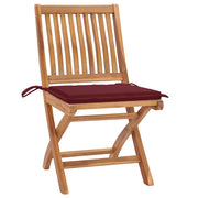 Sedie da Giardino Pieghevoli con Cuscini 4 pz Massello di Teak 3072816