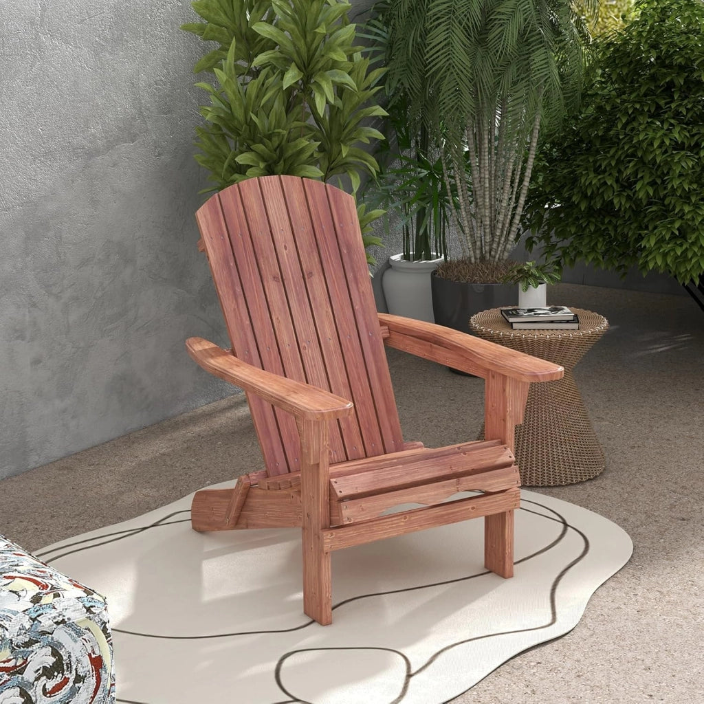 Sedia Adirondack Pieghevole, Sedia da Giardino in Legno di Abete con Schienale e Braccioli, Ergonomica, Poltrona da Esterno per Patio, Terrazza, Balcone, Veranda, Portata 180kg (Naturale*2)