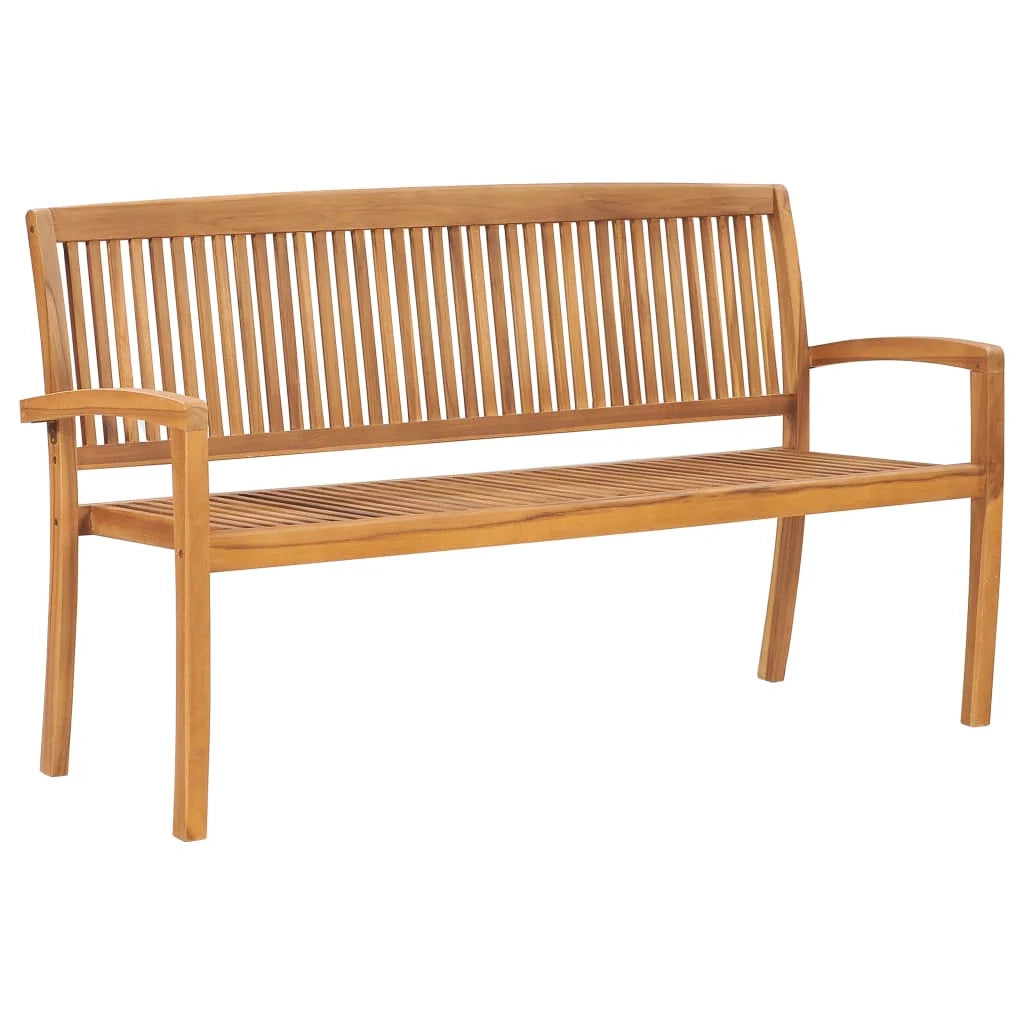 Panca da giardino mobili da esterno per patio panca da terrazza impilabile con cuscino 159 cm legno massello di teak 02_0011703