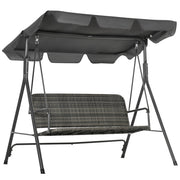 Dondolo da Giardino 3 Posti 167x112x153 cm con Tettuccio Regolabile in Rattan PE Grigio Scuro