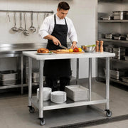 Kitchen Work Table With Wheels, 100x45x85 Cm, Stainless Steel