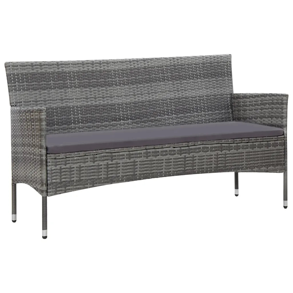 Set Divani da Giardino 4 pz | Set Salotto da Giardino con Cuscini in Polyrattan Grigio